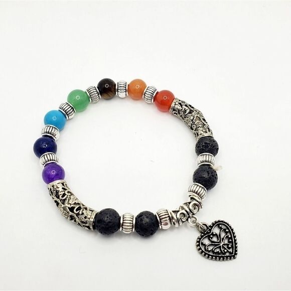 Hand Crafted Pride Gemstone Stretch Bracelet - Picture 10 of 10